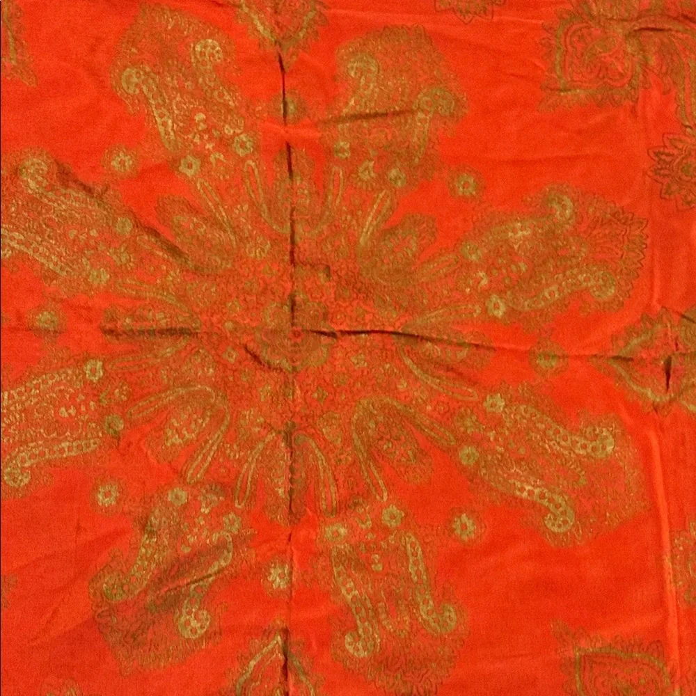 VINTAGE Silk Red and Gold Scarf 33”